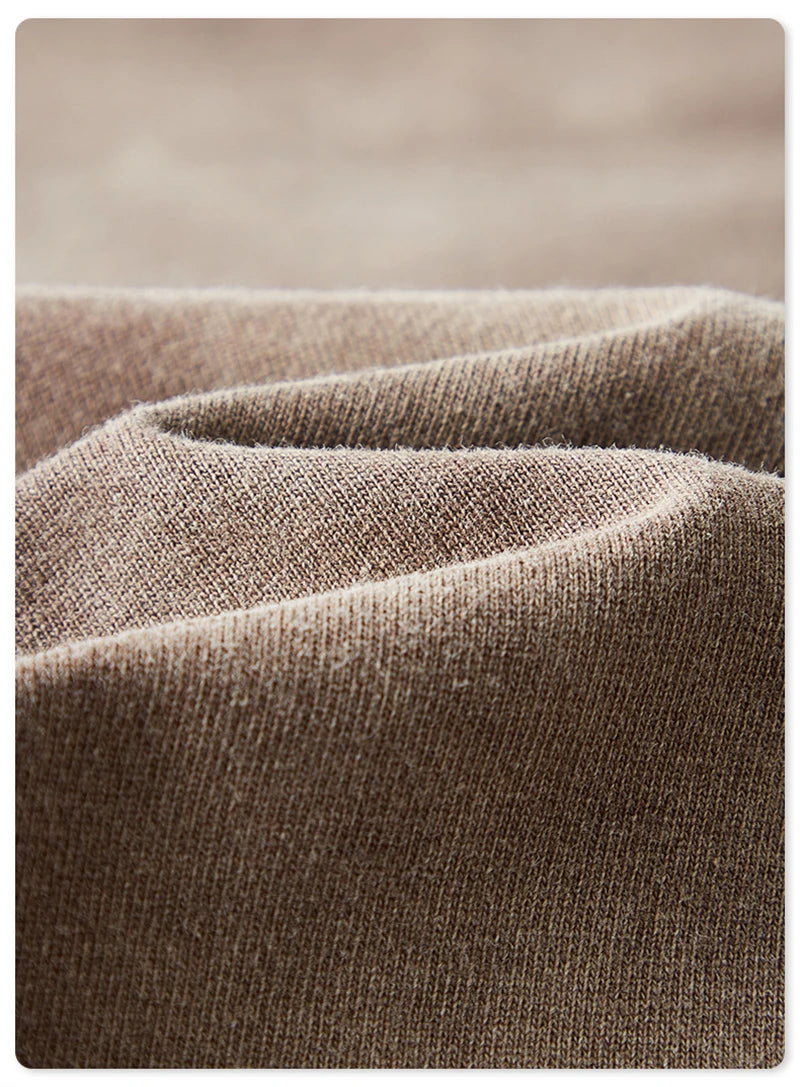 ZODF Retro Monkey Washed 260gsm Cotton T-Shirt For Men Unisex High Street Loose Full Sleeve T Shirt Brand Streetwear HY0406