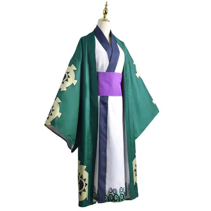 One Piece Roronoa Zoro Kimono Costume Unisex Polyester Set