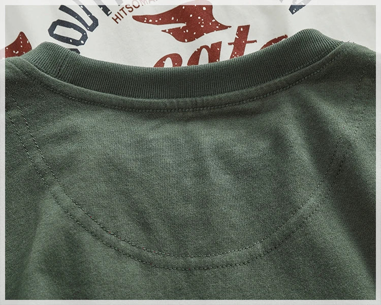 Autumn New American Retro Long-sleeved O-neck Letter Printed T-shirt Men's Fashion Simple 100% Cotton Washed Casual Sport Tops