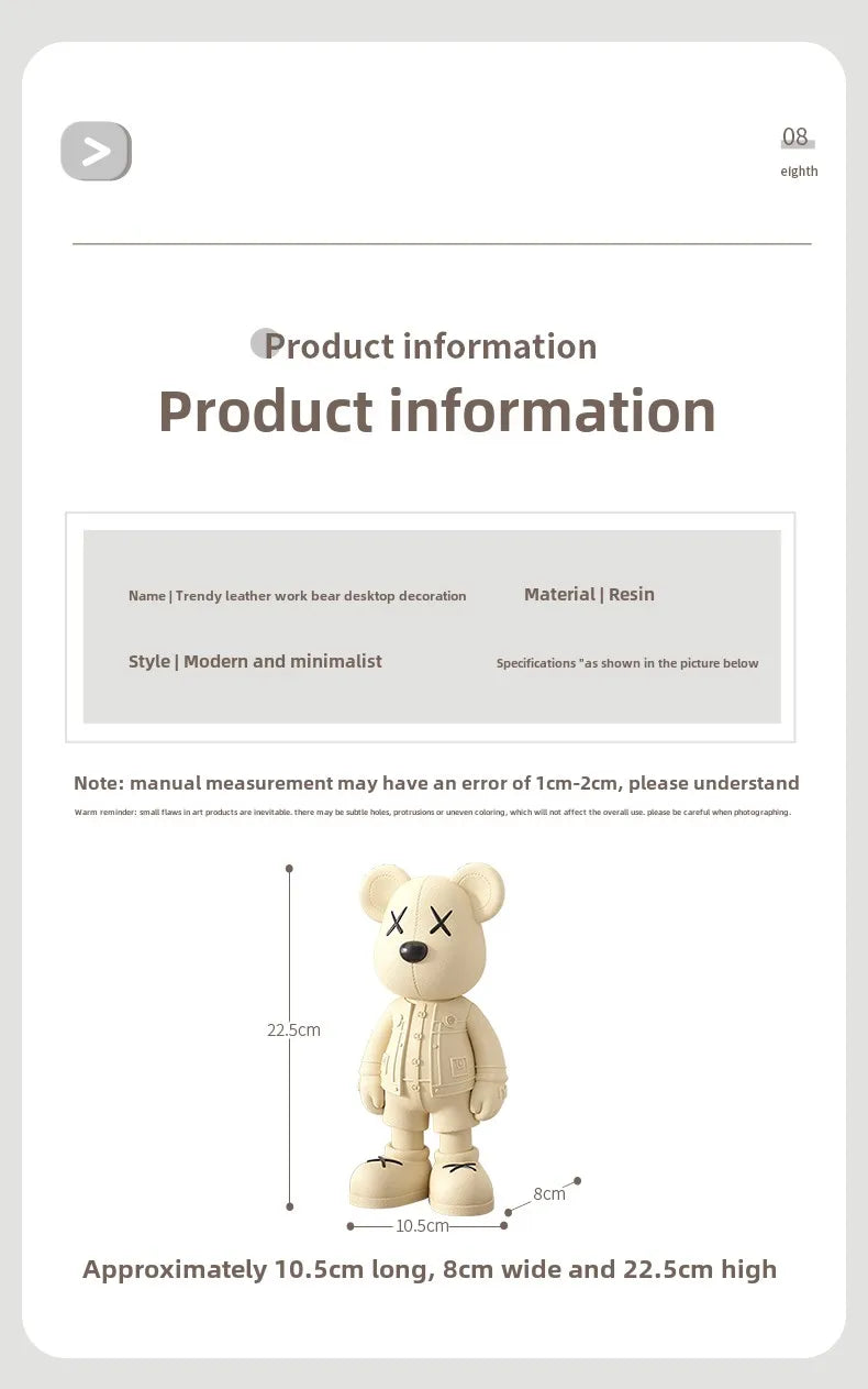 Cartoon Bear Figurine Resin Model Toy Collector Garage Kit Action Bear Figure Doll Collection Toys