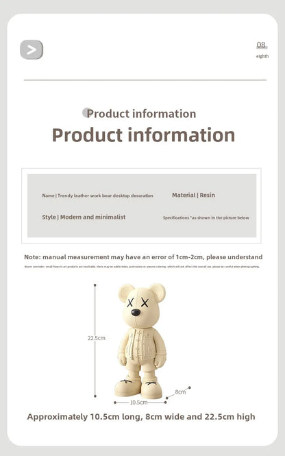 Cartoon Bear Figurine Resin Model Toy Collector Garage Kit Action Bear Figure Doll Collection Toys