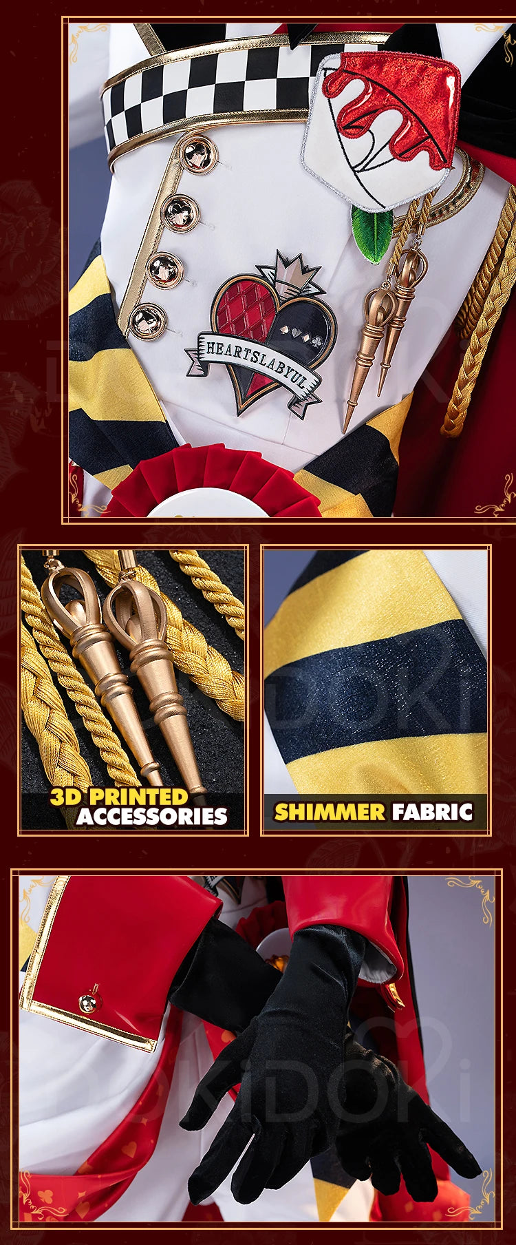 Riddle Cosplay Costume Anime【S-3XL】DokiDoki-SR Men Red King Uniform Halloween Riddle Rosehearts Cosplay Crown Plus Size