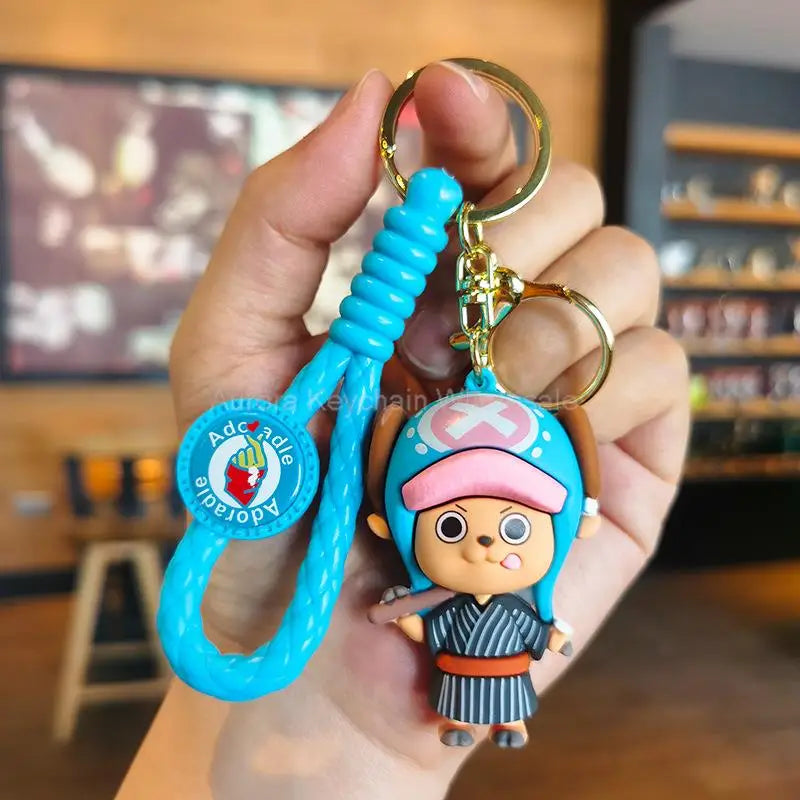 Anime Dragon Ball One Piece Keychain Luffy Sauron Nami Chopper Silicone Cute Car Keyring Pendant Toys Birthday Kids Toys Gifts