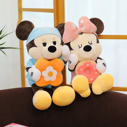 Large Size 80cm New Minnie Mickey Mouse Couples Doughnut Kawaii Movies Stuffed Plush Toy Doll Birthday Girlfriend Girl Xmas Gift