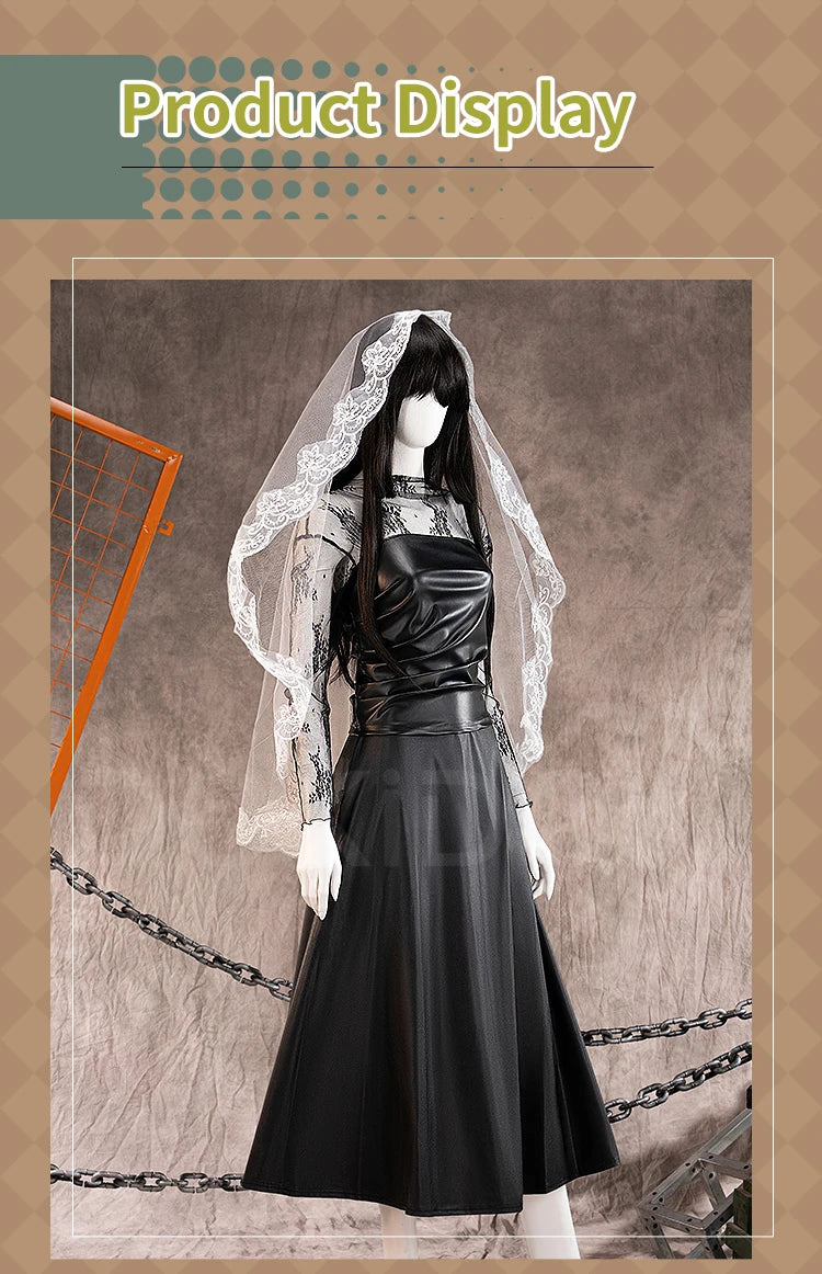 Osaragi Cosplay Custome Anime DokiDoki-R Women Black Long Dress Costume Ms.Osaragi Cosplay Headdress