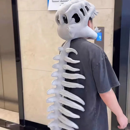 Large Size 120cm Realistic Dinosaur Skeleton Costume Set Funny Headgear Cosply Dress Up Clothing Plush Toys Creative Gifts