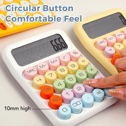 Keyboard Calculator Office 12-digit Mechanical Buttons Calculator Cute Candy Color School Supplies Students/Finance Stationery