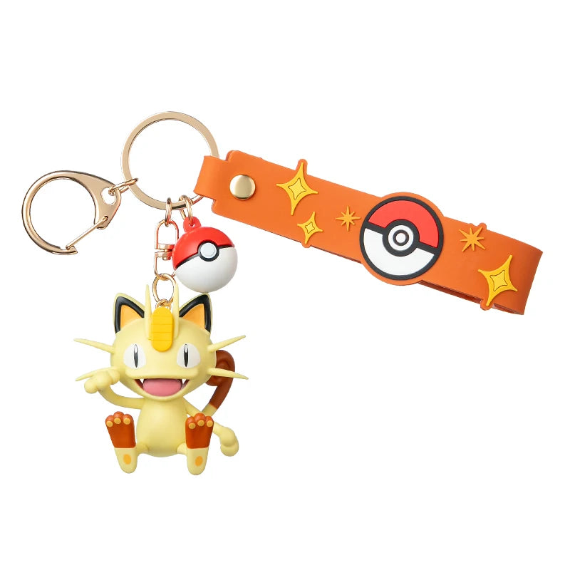 Genuine Pokemon Morpeko Keychain Gengar Meowth Cubone Jigglypuff Mimikyu Anime Action Figure Toy Keyring Fragrance Pendant Gift