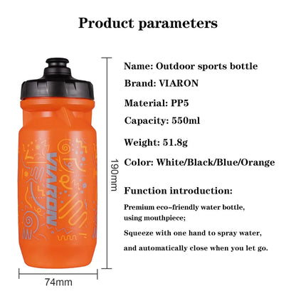 Viaron 550ml Leak-Proof Bicycle Water Bottle for Road Cycling Sports Fitness Running and Riding with Bike Cage