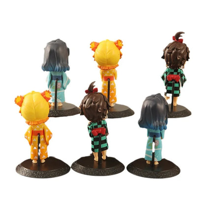 6pcs/set Anime Demon Slayer Kimetsu no Yaiba Kamado Tanjirou Agatsuma Zenitsu Hashibira Inosuke Action Figure PVC Model Toy Gift