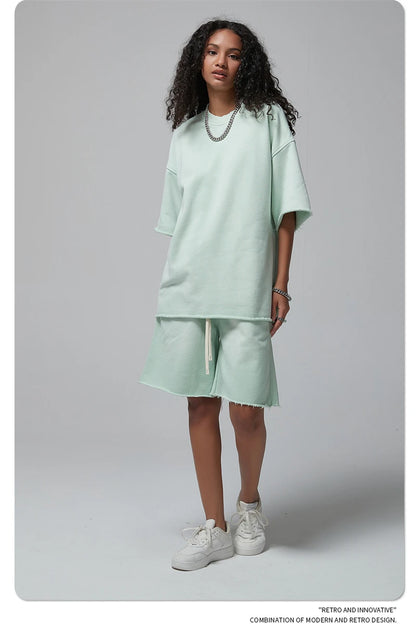 ZODF Spring Summer Men Washed Spray Dyeing T Shirts Unisex Heavy Weight Plush Distressed 360gsm T-Shirt Brand Tops HY0780