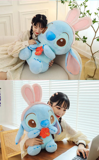 40/56/76cm Big Size Disney Stitch Angel Transformed Into A Rabbit Anime Plush Stuffed Doll Room Plushies Pillow Ornaments Gifts