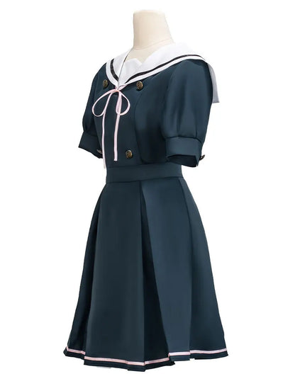 Kaoruko Waguri Cosplay Summer Skirt Dark Blue Dress Anime The Fragrant Flower Blooms with Dignity Halloween Cosplay Costume Girl