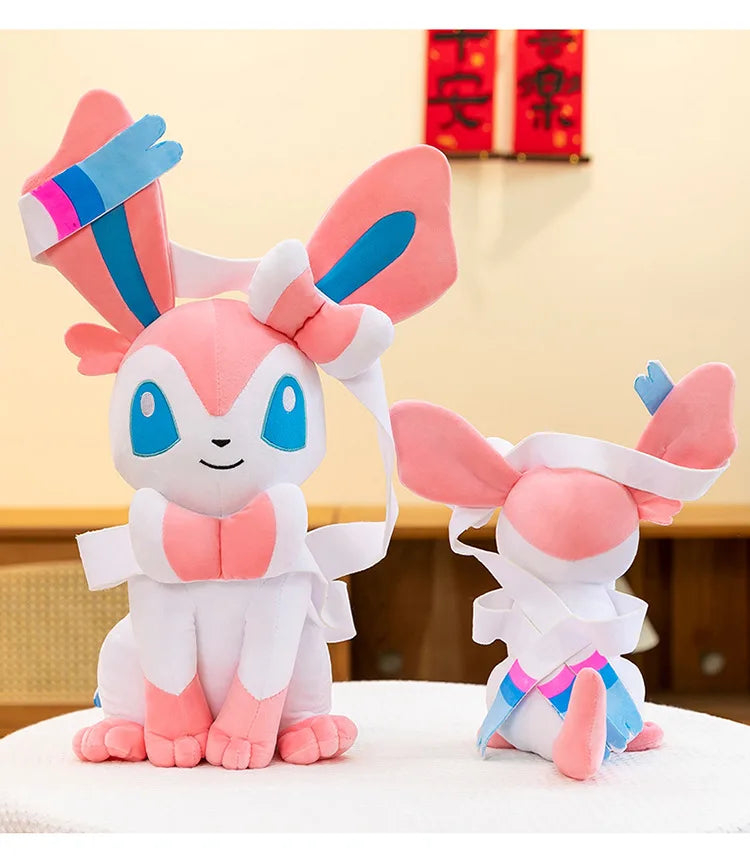 25/75cm Sylveon Pokemon Plush Toys Large Anime Doll Pillow Cartoon Eevee Pokémon Plushie Kawaii Stuffed Gift for Kids Birthday