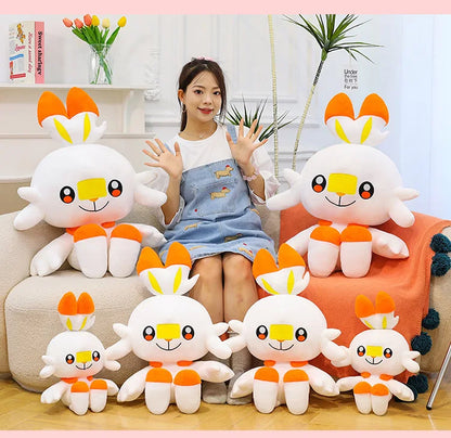 50/90cm Scorbunny Pokemon Large Plush Toys Anime Doll Cute Giant Pokémon Rabbit Cartoon Stuffed Plushie Pillow Gift for Kid Xmas
