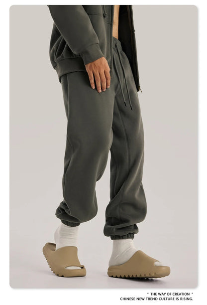 ZODF Unisex 345gsm Fleece Sweatpants Loose Fit Retro Hip Hop Winter Joggers HY0005