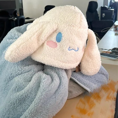 Cartoon Cute Cinnamoroll Kuromi My Melody Blanket Hooded Poncho Blanket Office Nap Blanket  Conditioning Blanket Surprise Gift