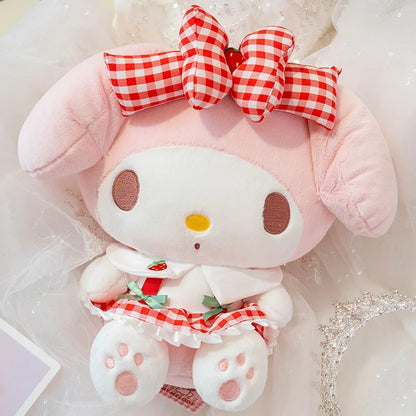 Sanrio Cartoon Plush Toy Kawali Strawberry My Melody Soft Stuffed Doll Pendant Keychain Toys Girl Kids Xmas Gift