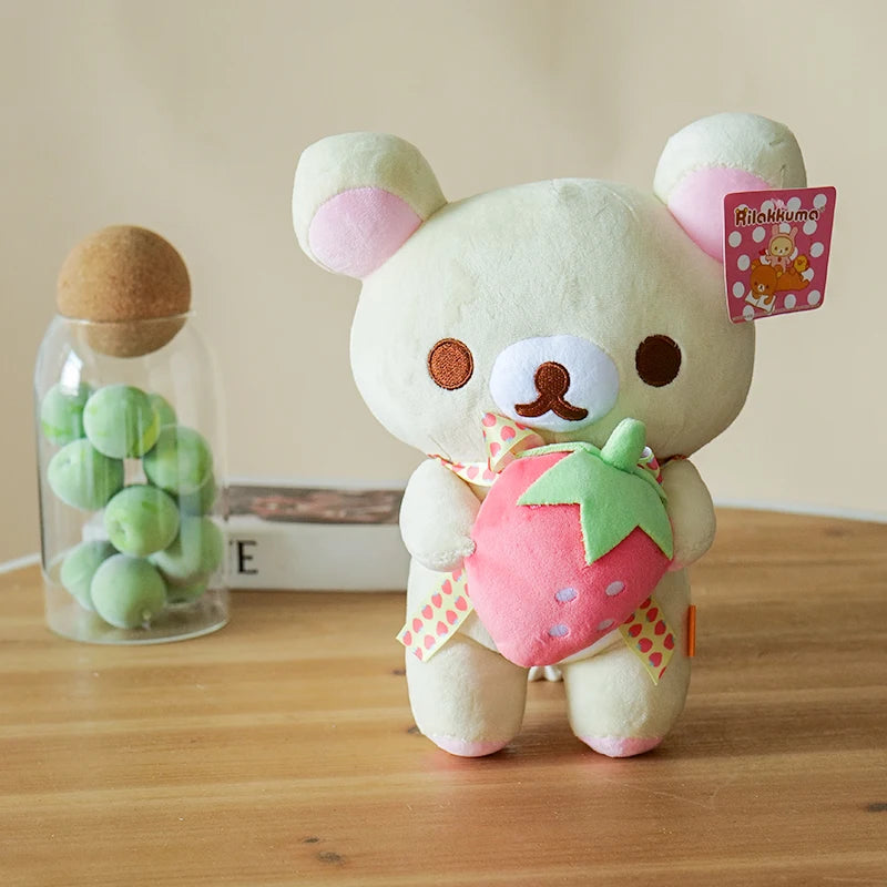 strawberry Rilakkuma Plush Doll Cartoon Bear Toy Kawaii Rilakkuma Room Decor Teddy Bear Plushies Cute Couple Bear Xmas Gift