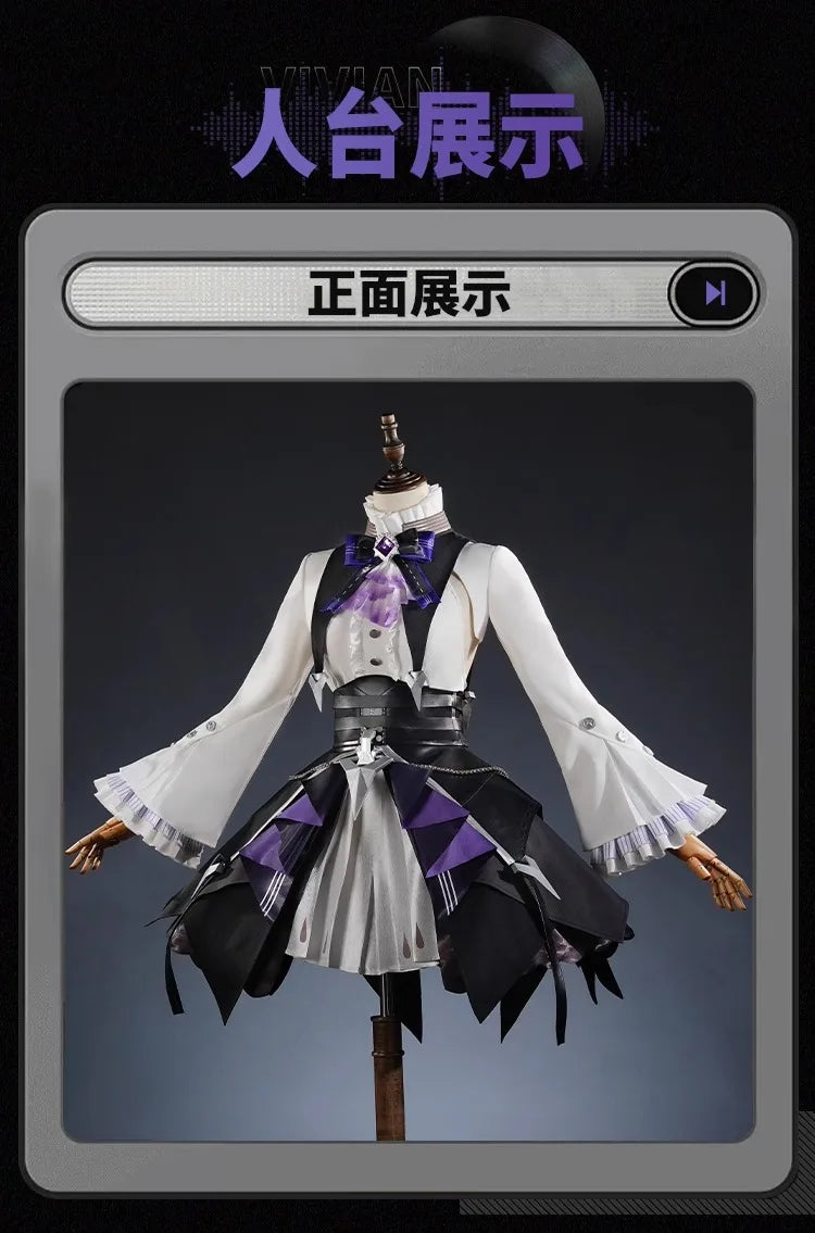 Zenless Zone Zero Vivian Cosplay Costume Wig Dress Uniform Headwear Earrings Mockingbird Halloween Party for Women Girl Carnival