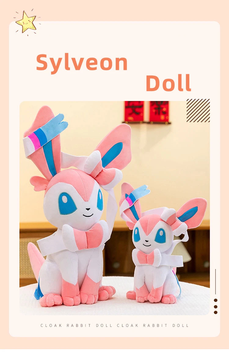 25/75cm Sylveon Pokemon Plush Toys Large Anime Doll Pillow Cartoon Eevee Pokémon Plushie Kawaii Stuffed Gift for Kids Birthday