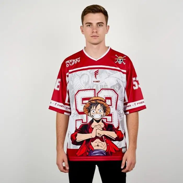 2526 New Bandai Anime One Piece Luffy Summer Jersey T-shirt Oversized 3D Adult and Children's Multifunctional Top Christmas