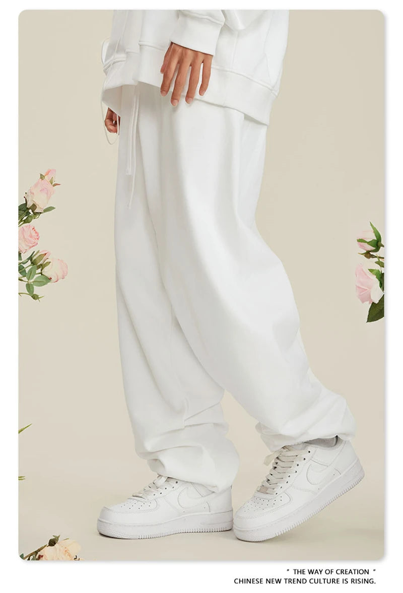 ZODF New Men Heavy Weight 440gsm Solid Sweatpants Unisex Loose Basic Casual Comfortable Sport Pants Joggers Streetwears HY0628