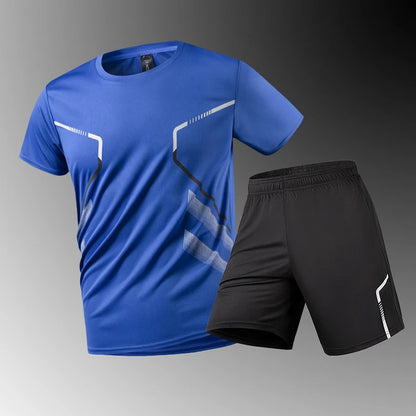 Chrlck Men’s Quick Drying Breathable Running and Hiking 2-Piece Outdoor Sports Set