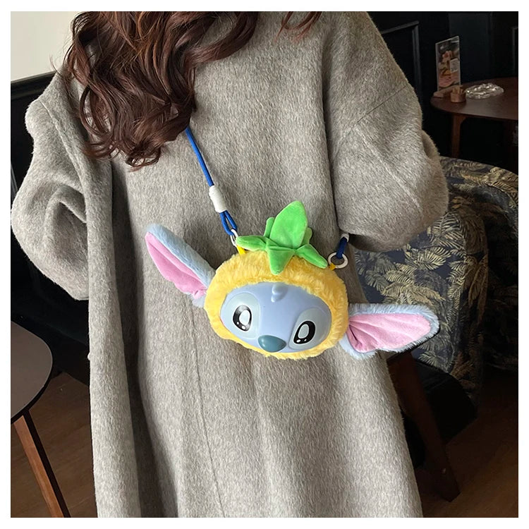 New Disney Stitch Cartoon Plush Backpack Cute Winter Gift For Girls Stuffed Animal Toy Plushie Bag Kids Carry-On Satchel