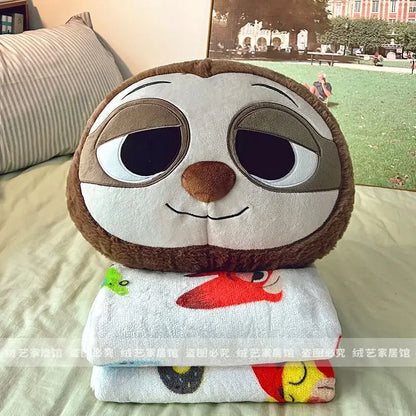 Cartoon Animal Zootopia Cushion Blanket Comfortable Soft Bed Back Cushion Nick Judy Fox Rabbit Leopard Cushion Blanket Car Gift
