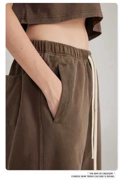 ZODF 2023 Spring Men 380gsm Washed Cotton Pants American Retro Unisex Loose Edge Oversized Straight Trousers Streetwears HY0537