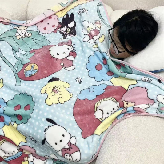 Kawaii Sanrio Plush Throw Pillow Pillow Blanket Pekkle Plush Doll Cute Anime Plush Doll Toys Gifts For Girls