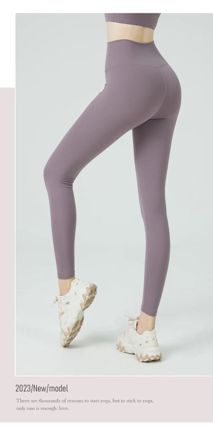 Naked Feel Yoga Leggings with Buttock Lifting and Hidden Waist Pockets – Women’s Gym Fitness Sportswear Tight