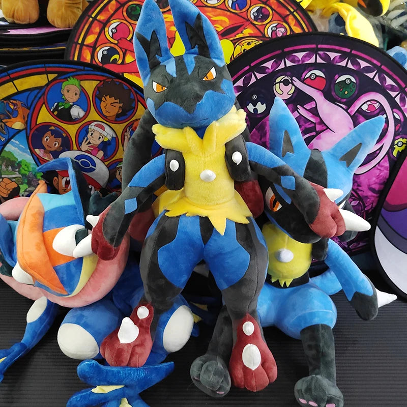 70cm Pokemon Lucario Large Plush Toys Greninja Zeraora Cinderace Glaceon Stuffed Giant Pokémon Eevee Anime Kids Christmas Gift