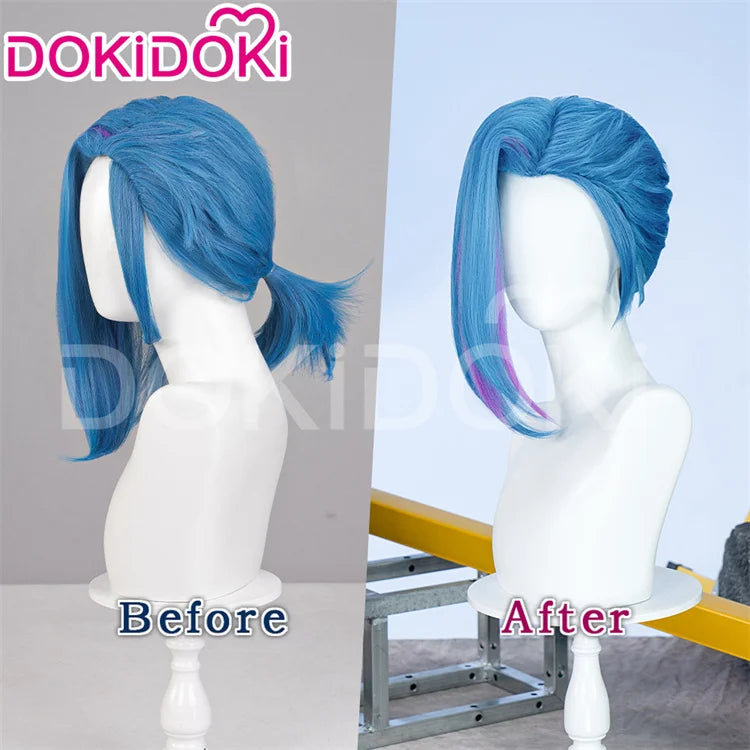 IN STOCK Jinxx Wig Game DokiDoki-R Women 38cm Hair Jinxx Cosplay Mask Tattoo Necklace Nails Bun Wig Luminous Ball Free Cap