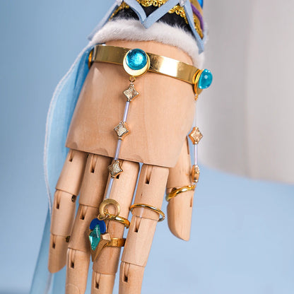 Genshin Impact Lauma Cosplay Costume Wig Dress Uniform Headwear Earrings Frostmoon Scions Halloween Party for Women Girls iCoser