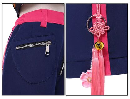 Anime Movie KPop Demon Hunters Rumi Cosplay Costume Yellow Jacket Huntrix Uniform Earrings Halloween Party for Women Girls Props