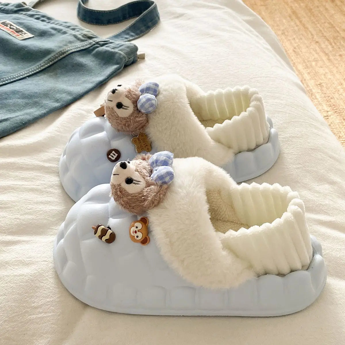 Disney Shelliemay Detachable Cotton Shoes Eva Thick Bottom With Velvet For Outer Wear, Warm And Waterproof Adult Cotton Dragging