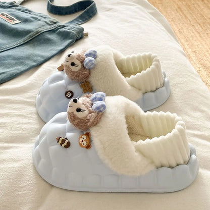 Disney Shelliemay Detachable Cotton Shoes Eva Thick Bottom With Velvet For Outer Wear, Warm And Waterproof Adult Cotton Dragging