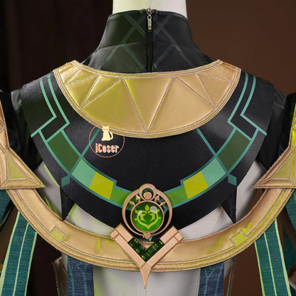 Genshin Impact Nefer Cosplay Costume Wig Dress Uniform Outfit Headwear Carnival Halloween Party for Women Girls Accessory iCoser