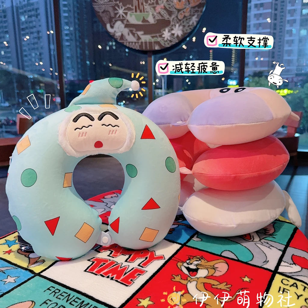 Memory Foam Cartoon Crayon Shin Chan U-shaped Pillow Travel Portable Neck Pillow Office Slow Rebound Napping Pillow Washable