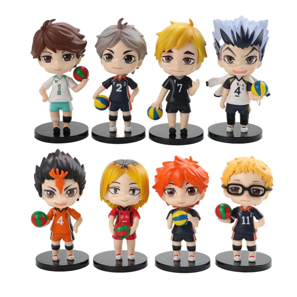 8Pcs/1Set Haikyuu Figure Oikawa Tooru Model Q version Hinata Shoyo Toy Kei Tsukishima Gift Collection Tadashi Yamaguchi PVC