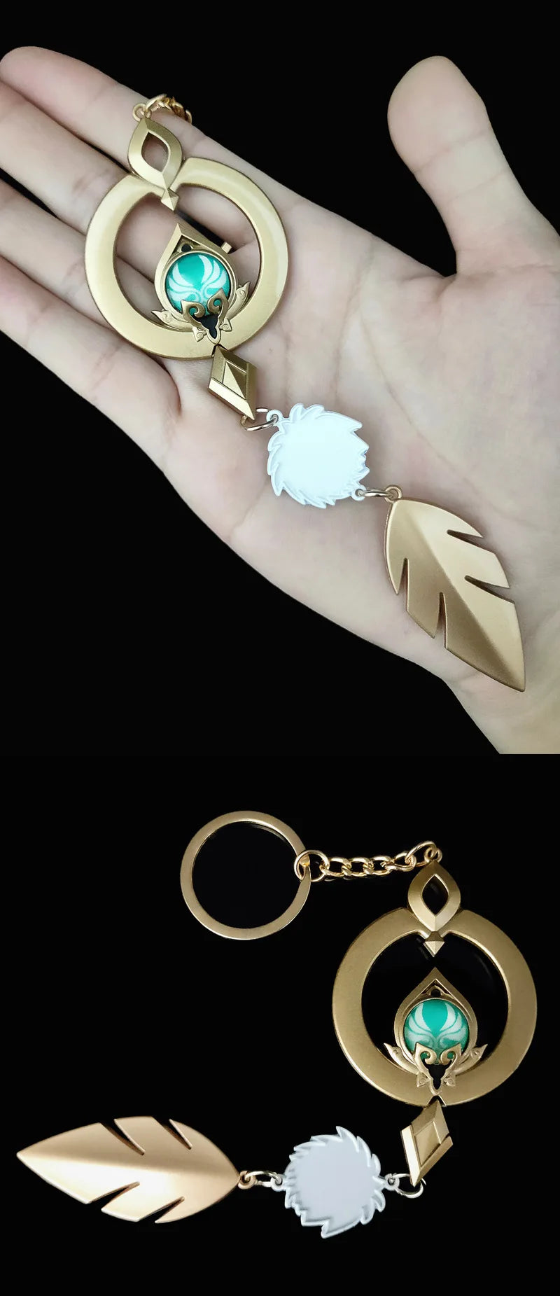 Genshin Impact Scaramouche Wanderer Vision Pendant Key Chain Cosplay Luminous Metal Glass Backpack Pendant  Anemo Prop Accessory