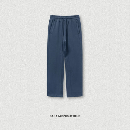 ZODF 345gsm Fleece Straight Pants for Men Unisex Loose Comfortable Sport Trousers Autumn Winter HY0864 - Midnight Blue