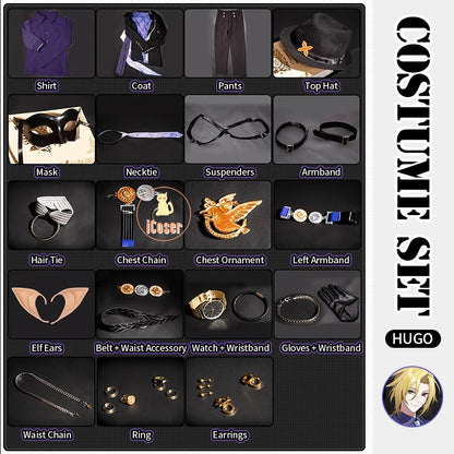 Zenless Zone Zero Hugo Cosplay Costume Wig Mask Hat Mockingbird New Eridu Hugo Vlad Ravenlock Halloween Party for Women Men Prop