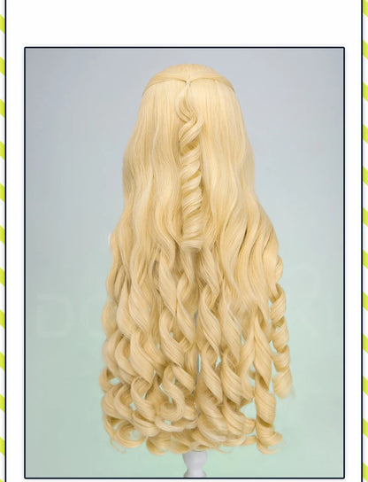 Women Princess Wig Anime DokiDoki Women Long 80cm Golden Curls Hair Christmas Princess Cosplay High Heat Resistant Free Cap Wig