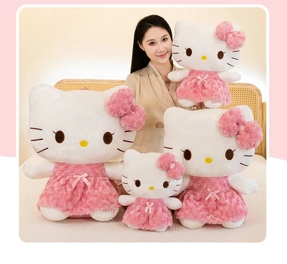 30cm/60cm Aoger Hello Kitty Kawaii Rose My Melody Cartoon Stuffed Animals Soft Plush Doll Companion Toy Children Birthday Gift