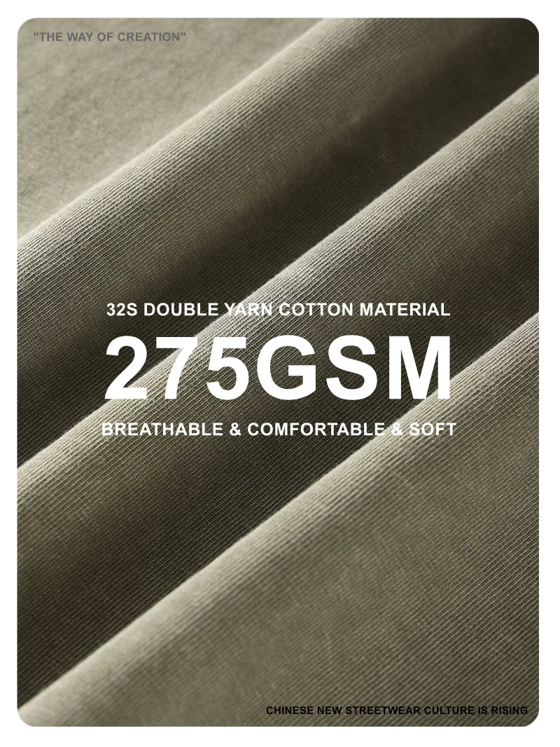 ZODF Summer Men Batik Washed 275gsm Cotton T Shirt Unisex Retro Turn Down Collar Short Sleeve T-shirts Tees HY0533