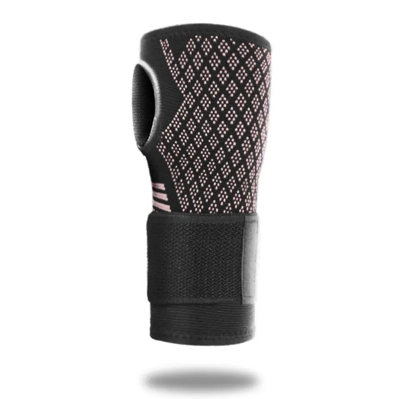 Adjustable 1pc Palm Guard Strap Wrist Protector Knitted Nylon Breathable Fitness Sports Gloves - GL046-PINK / S