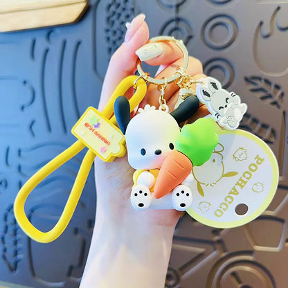 Hot Sanrio Pochacco Toy Mini Anime Action Figure Keyring Pendant Decoration Collection Keychain Model Doll Birthday Gift For Kid